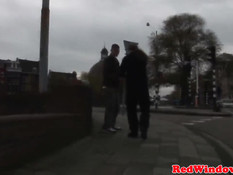 Светловолосая голландская проститутка ощущает сперму на лице