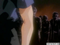 Сексуальной хентай девке в маске сделали двойное проникновение