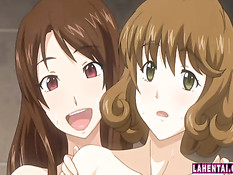 Сиськастые хентай девушки в бассейне занимаются сексом с парнем