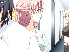 Аниме девчонка дрочит парню большими сиськами и делает минет