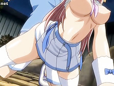 Аниме девчонка дрочит парню большими сиськами и делает минет