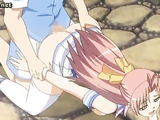 Аниме девчонка дрочит парню большими сиськами и делает минет