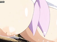 Аниме девчонка дрочит парню большими сиськами и делает минет