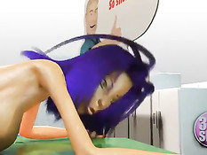 3d лесбияночки нанизываются на фаллоимитатор и мощно кончают