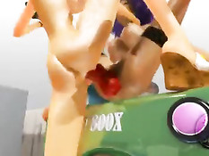 3d лесбияночки нанизываются на фаллоимитатор и мощно кончают