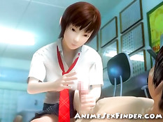 Японская 3D девчонка дрочит член привязанному к полу пареньку