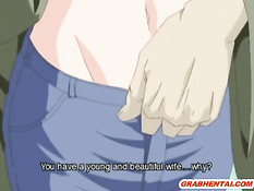 Возбуждённый лысый мужчина даёт отсосать член хентай женщине