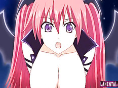 Крылатая хентай девка подрочила парню член и села на него сверху