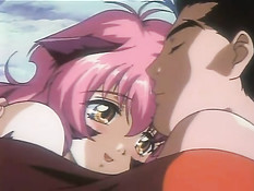 Аниме красавица с розовыми волосами занимается сексом в пещере