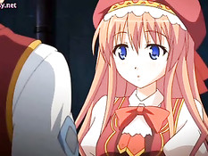 Аниме малышка с голубыми глазами делает минет и ебётся с парнем