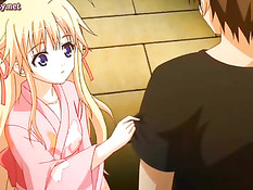 Аниме малышка с голубыми глазами делает минет и ебётся с парнем