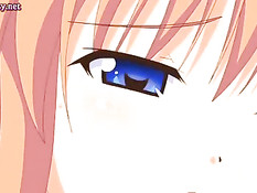 Аниме малышка с голубыми глазами делает минет и ебётся с парнем