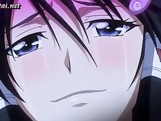 Грудастая аниме брюнетка в чулках громко стонет прыгая на члене