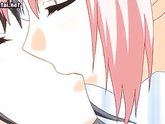 Две грудастые хентай лесбиянки трутся сиськами и бритыми кисками