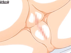 Две грудастые хентай лесбиянки трутся сиськами и бритыми кисками