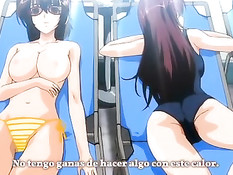 Хентай девушка с большими сиськами получила полный рот спермы