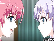 Парень на крыше дома занимается сексом с двумя хентай девушками