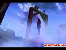 Парень трахает прикованную хентай девчонку и ласкает её сиськи