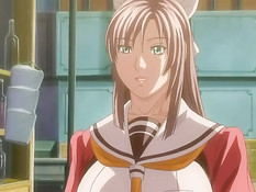 Грудастая хентай девчонка зашла в душ к парню и подрочила член