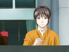 Грудастая хентай девчонка зашла в душ к парню и подрочила член