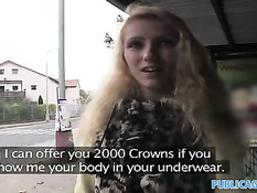 Симпатичная блондиночка Каролина трахается с пикапером в парке