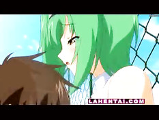 Хентай болельщица встретила паренька и подрочила член сиськами