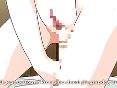 Хентай красавица на кровати подрочила парнишке член в позе 69