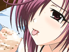 Хентай красавица на кровати подрочила парнишке член в позе 69