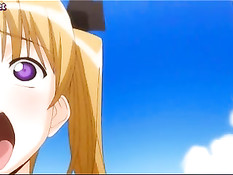 Хентай лесбиянки на пляже лижут грудь и играют с фаллоимитатором