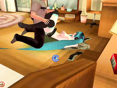 3d девчонка с длинными волосами прыгает на возбуждённом члене