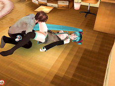 3d девчонка с длинными волосами прыгает на возбуждённом члене