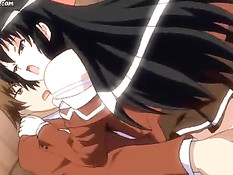 Грудастую аниме брюнеточку оттрахали в вагину и залили спермой