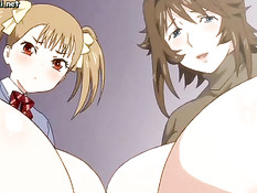 Хентай девки с огромными сиськами вылизывают друг дружке соски