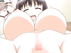 Паренёк оттрахал в киску грудастых аниме блондинку и брюнетку