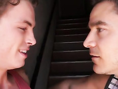 Три гомосексуальных парня занимались сексом в чёрном автомобиле