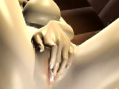 Очкастая 3D девчонка с хвостиками делает минет и ебётся с парнем