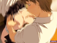 Возбуждённый бойфренд на кухне оттрахал раком хентай подружку