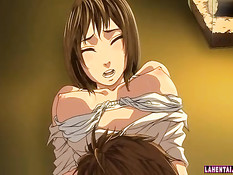 Возбуждённый бойфренд на кухне оттрахал раком хентай подружку