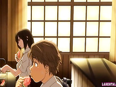 Возбуждённый бойфренд на кухне оттрахал раком хентай подружку