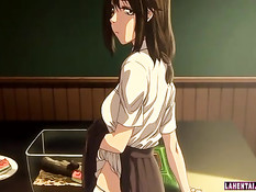 Возбуждённый бойфренд на кухне оттрахал раком хентай подружку