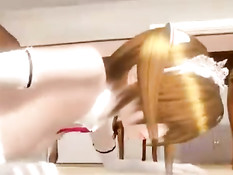 Красивые 3D горничные занимаются лесбийским сексом со страпоном