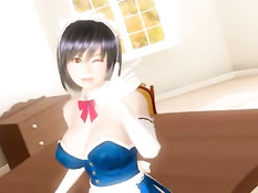 Красивые 3D горничные занимаются лесбийским сексом со страпоном