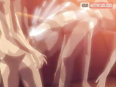 Грудастые хентай студентки насаживались на двухсторонний фаллос