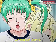 Грудастые хентай студентки насаживались на двухсторонний фаллос