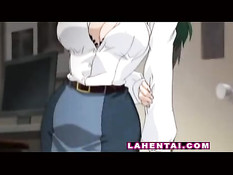 Хентай девка с зелёными волосами набросилась на парня и отсосала