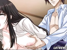 Аниме девчонку с большими сиськами оттрахали рачком и в позе 69