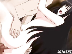 Аниме девчонку с большими сиськами оттрахали рачком и в позе 69