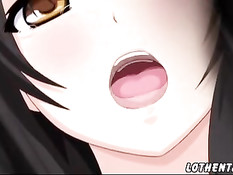 Аниме девчонку с большими сиськами оттрахали рачком и в позе 69