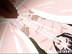 Аниме девчонку с большими сиськами оттрахали рачком и в позе 69