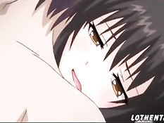 Аниме девчонку с большими сиськами оттрахали рачком и в позе 69